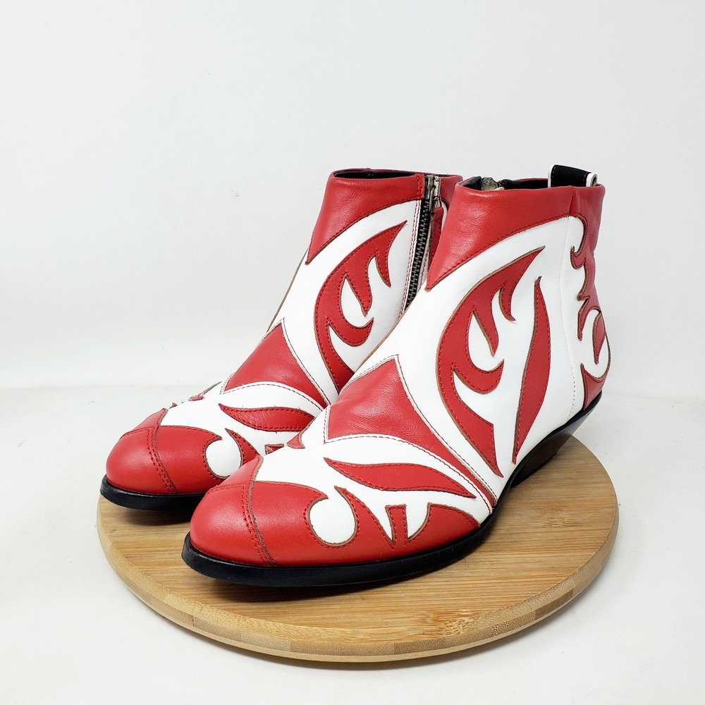 Materia Prima by Goffredo Fantini Boots Womens‎ 37 Red White Retro 80s 90s Shoes